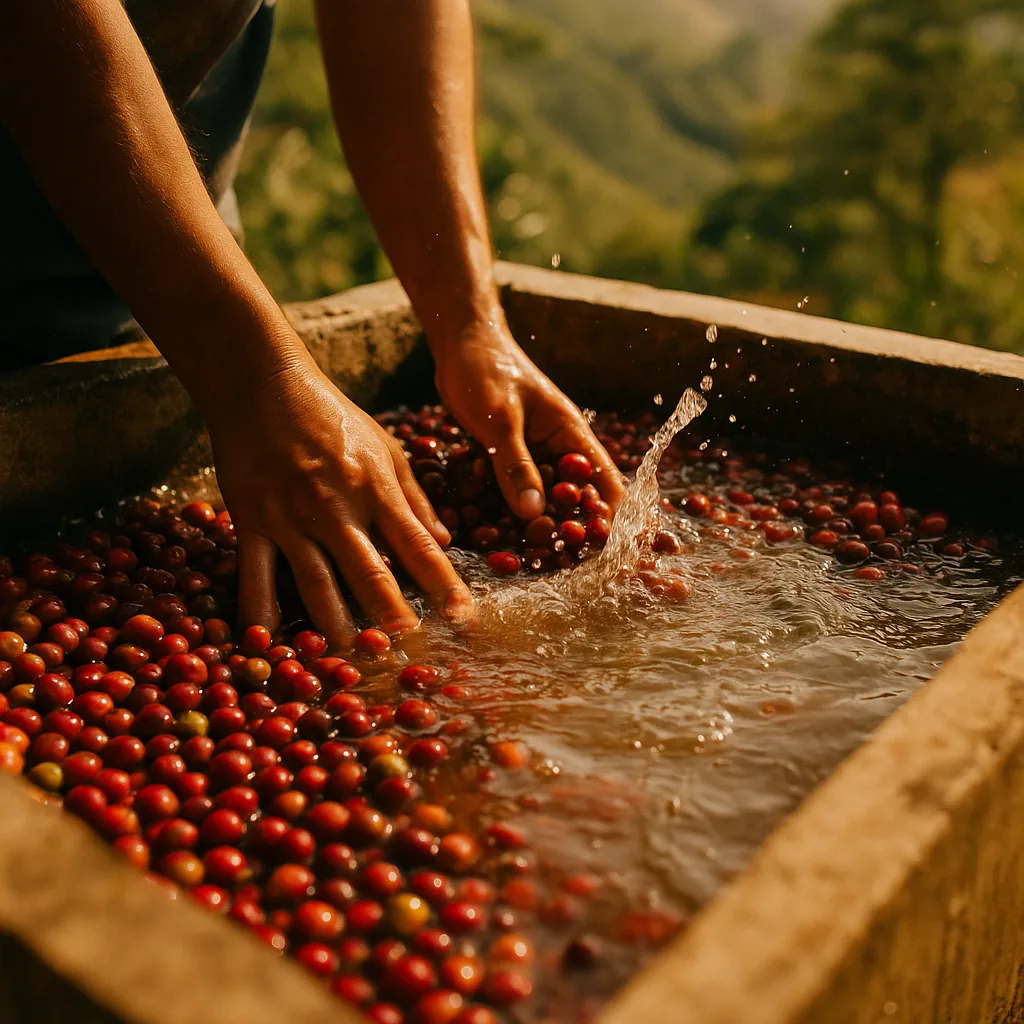 Proceso de lavado del café
